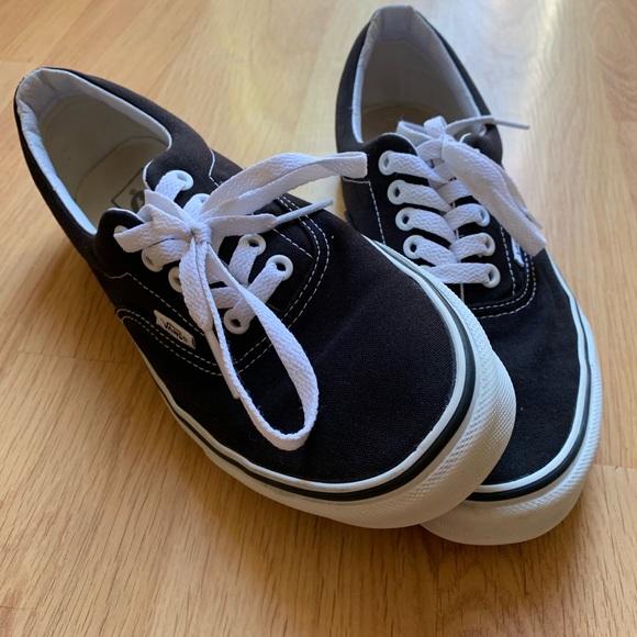 vans authentic classic black and white lace up trainers